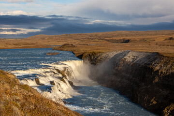 Gullfoss waterfall in the late afternoon, Iceland