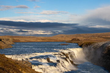 Gullfoss waterfall in the late afternoon, Iceland