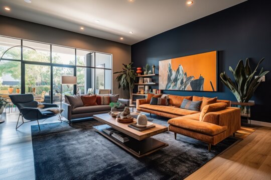 A Modern Living Room with Wall Art