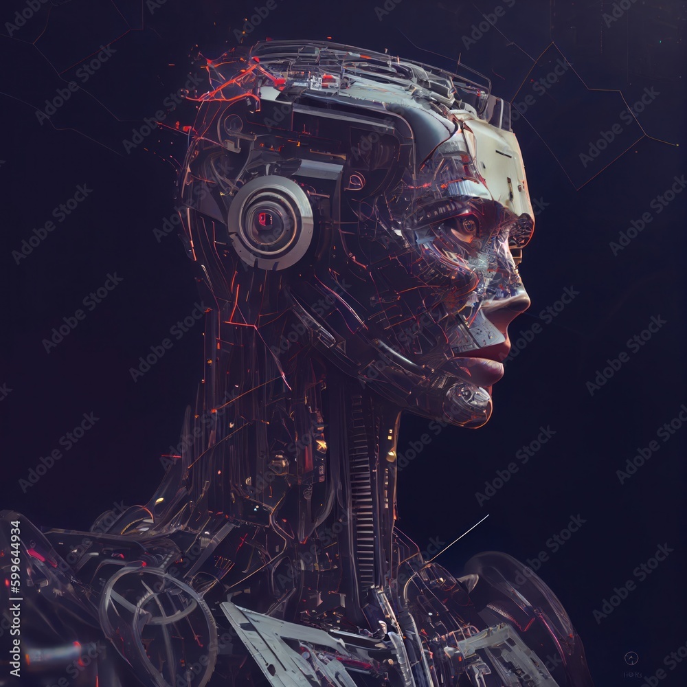Poster advanced computing head background with copyspace generative ai