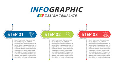 Fototapeta Timeline Creator infographic template. 3 Step timeline journey, calendar Flat simple infographics design template. presentation graph. Business concept with 3 options, vector illustration. obraz