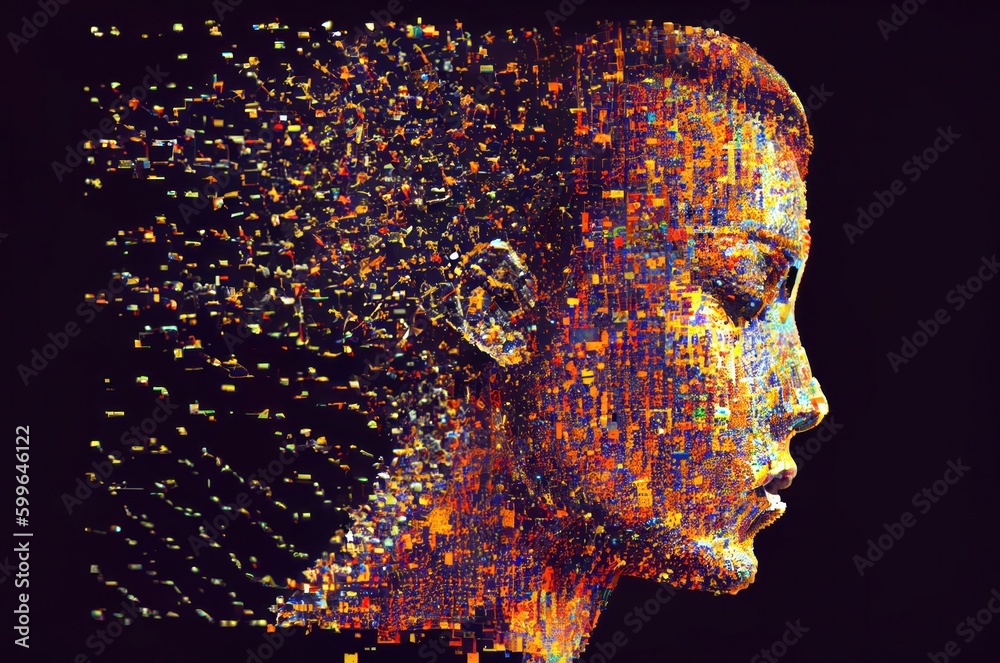 Poster computing code head background with copy space generative ai