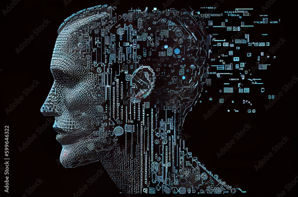 Poster computing code headshot background with copyspace generative ai