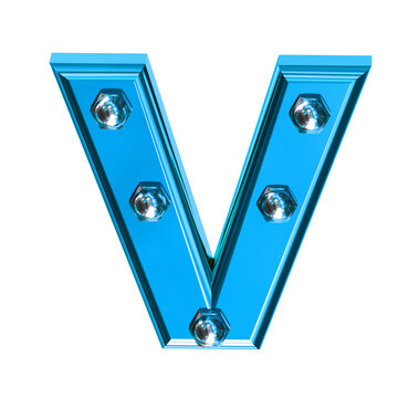 Symbol with blue bolts. letter v