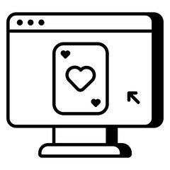 A linear design of poker cards icon