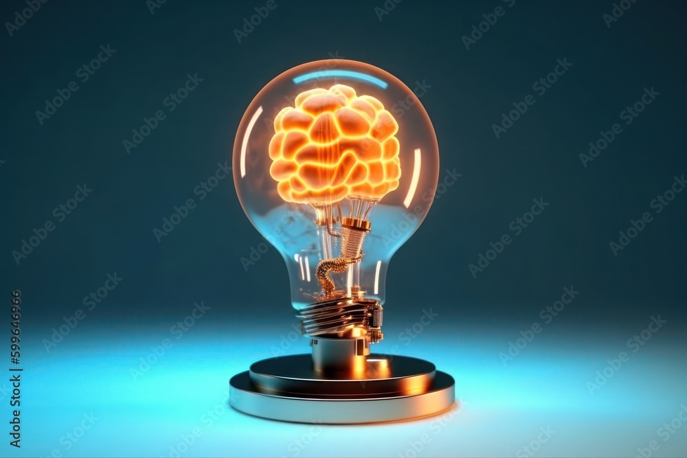 Poster lightbulb intelligence ai idea concept generative ai