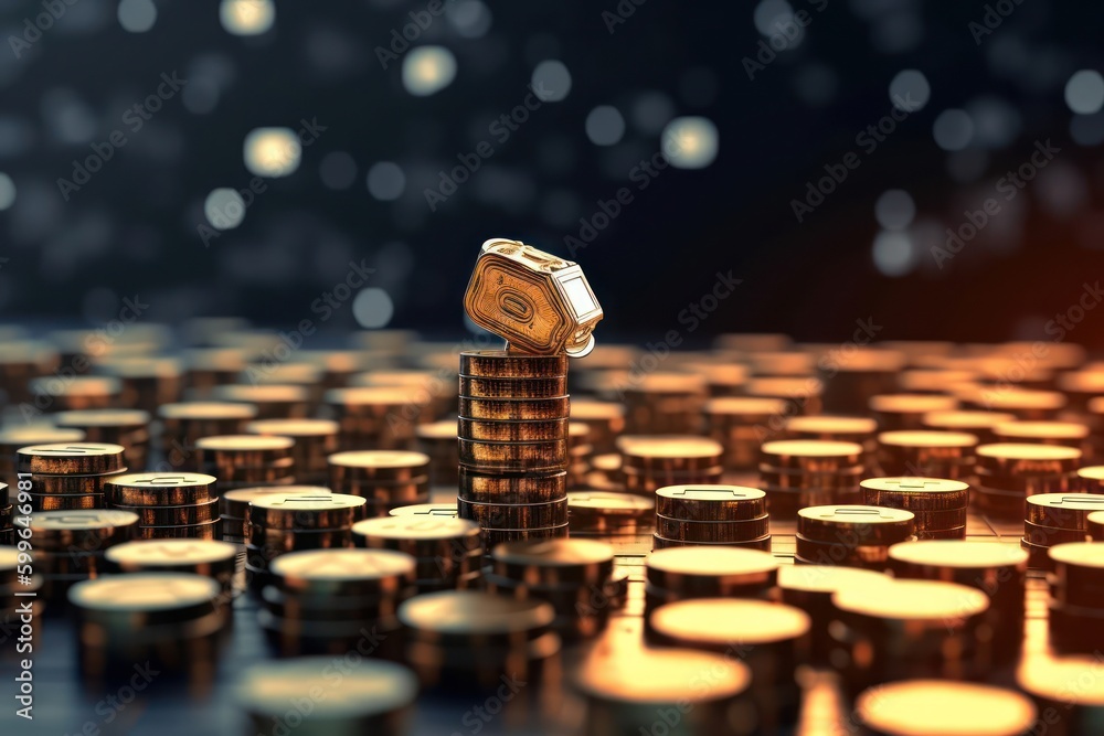 Poster stack of coins from ai usage generative ai