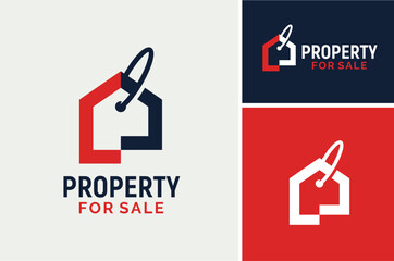 Price Tag Label with House, Home Sell Buy Real Estate Property Marketing Discount Sale Promo logo design