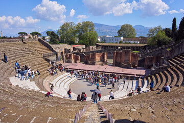 Teatro Grande, Roman theatre in the archaeological site of Pompei, Italy