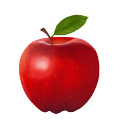 An Apple with a leaf