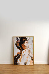 quadro marmore dourado com preto e branco , arte moderna para casa luxuosa 