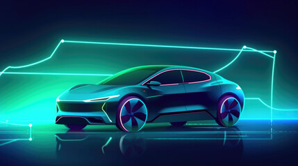 Obraz na płótnie Canvas Electric futuristic car charging. Generative AI