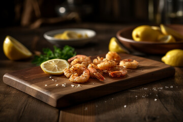 Fried tasty shrimps. Generative Ai

