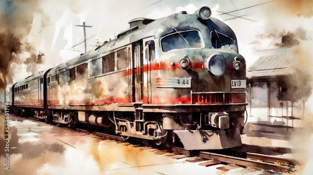 Canvas Prints a historic train preserved in a railway museum water generative ai