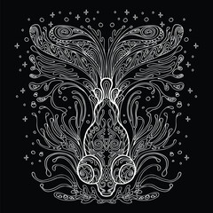 Vector coloring golden fish white on black background
