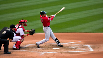 Fototapeta premium Hitting a home run. Generative AI