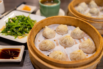 Chinese style steamed soup bun in restaurant