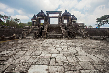 The beautiful gate of Ratu Boko Temple and Palace complex, a historical heritage and building located in Sleman Regency,  Jogjakarta, Indonesia.