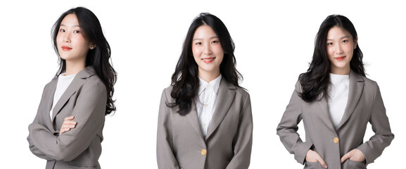 Young Asian businesswoman in formal suit, Isolate die cut on transparent background
