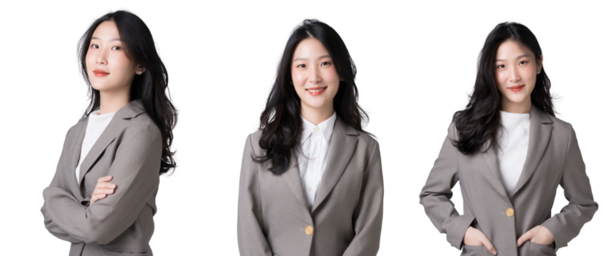 Young Asian businesswoman in formal suit, Isolate die cut on transparent background