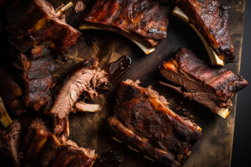 Grilled and smoked ribs with barbeque sauce