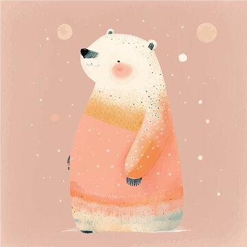 cute cute Polar Bear simple, vibrant matte palette, cartoon, children book style, comic, artistic, flat character, Illustrator
