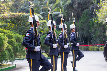 Changing of the honored guards in Cihu Mausoleum in Taiwan