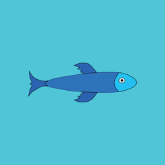 Swimming fish on the blue background