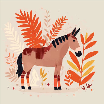 cute cute Donkey simple, vibrant matte palette, cartoon, children book style, comic, artistic, flat character, Illustrator
