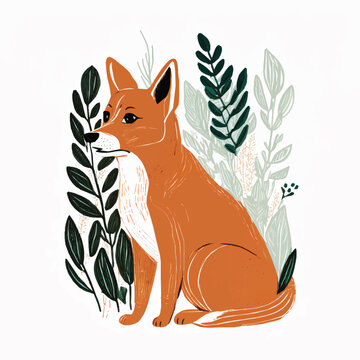 cute cute Dingo simple, vibrant matte palette, cartoon, children book style, comic, artistic, flat character, Illustrator
