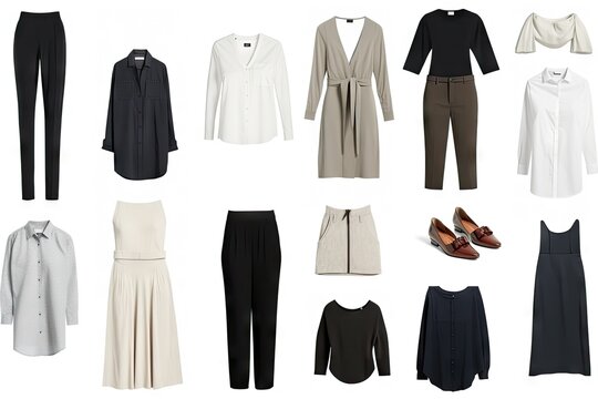 minimalist wardrobe with simple and classic pieces that can be worn together or separately, created with generative ai