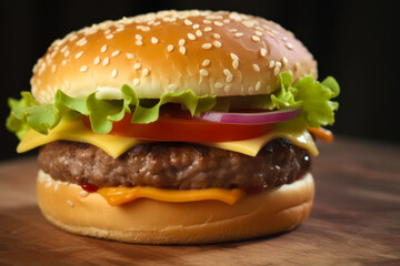 close-up shot of a burger