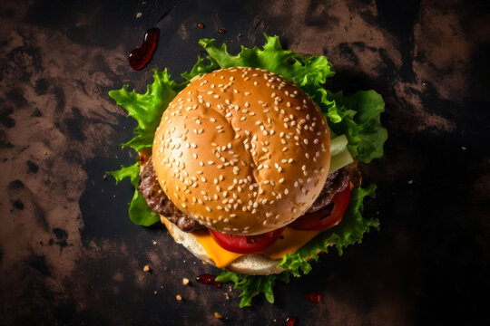 Overhead Shot Of A Burger