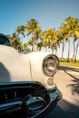 classic car Miami beach ocean drive on usa