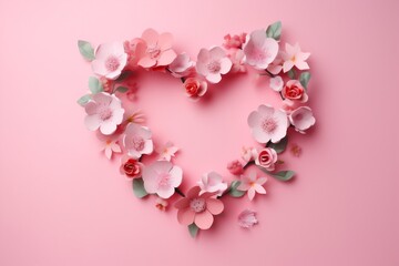 wedding pink love mother's flower day valentine day background rose card heart. Generative AI.