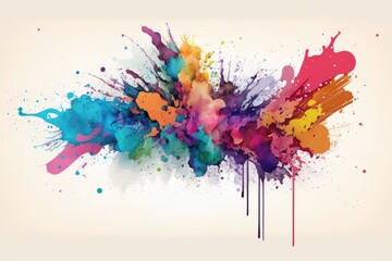 Colorful watercolor paint splashes on white background