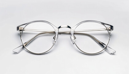Eyeglass frames isolated on white background top view. Generative AI