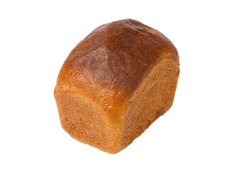 Loaf of bread isolated on white background. Rectangular shape.