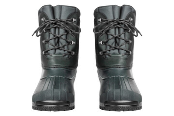 Boots for bad weather on a white background. Rubber boots isolated on white background.