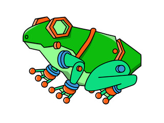 colorful frog robot cartoon.