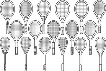 Tennis Bat  Outline Bundle,Clip Art