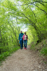 Fototapeta premium Senior couple on a walk in an spring nature.