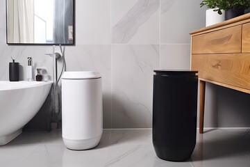 air purifier in clean and modern bathroom, created with generative ai
