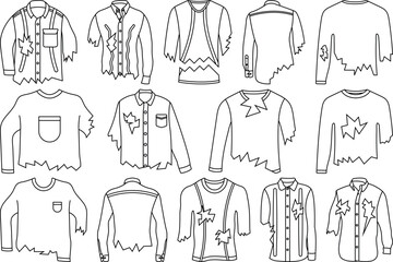 Naklejka premium Ripped Shirt Outline Bundle,Clip Art