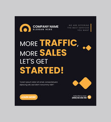 Digital business marketing banner for social media post template, We are digital marketing experts, and We find new ways to market you digitally, Your business needs attention