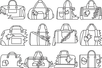 Ripped Bag  Outline Bundle,Clip Art