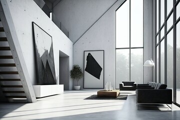 minimalist interior with clean and simple lines, which is the hallmark of modern design, created with generative ai