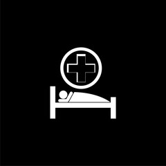 Fototapeta premium Simple illustration of hospital bed icon isolated on black background 
