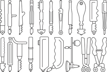 Glass Cutter  Outline Bundle,Clip Art