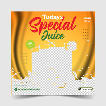 Set of Orange Juice social media post templates, Suitable for restaurant menu, banner and flyer